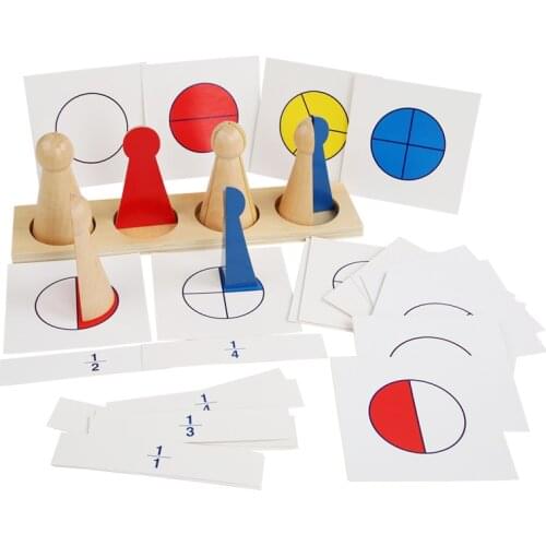 Baby Montessori Material Wooden Toy Fraction Skittles Tray of Fractions Small Size Preschool Teaching Aids Learning Toy