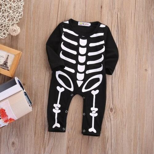 0-24M Halloween Baby Rompers Long Sleeve Jumpsuit Skull Novelty Newborn Infant Toddler Boys Girls Costume Outfits Clothing