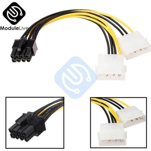 Dual Molex LP4 4 Pin to 8 Pin PCI-E Express Converter Adapter Power Cable Wire Connector Line Tools