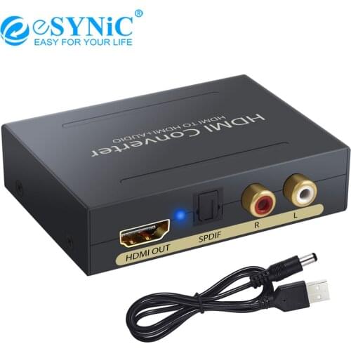 ESYNiC 1080P HDMI-compatible Converter To Optical TOSLINK SPDIF & Analog RCA L/R Stereo Audio Extractor 3D Audio Splitter