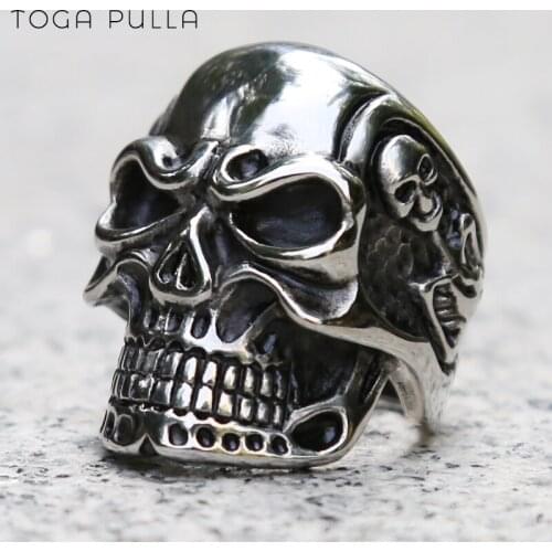 Personality Punk Gothic Rock Skull Ring Mens 316L Stainless Steel Motorcycle Biker Ring Unique Man Hip Hop Jewelry Accessories