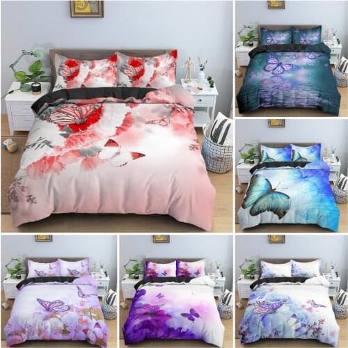 3D Beautiful Butterfly Duvet Cover Set Bedroom Decor Bedding Set Soft Cozy Comforter Cover King Twin Single Size Home Textile