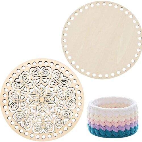 2pcs 14cm Natural Wooden Basket Bottom Crochet Basket Base for DIY Craft Basket Weaving Supplies Making Home Decoration