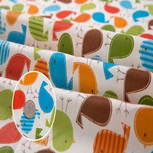 Beautiful 50x160cm Colorful Birds Printed Cotton Fabric, Bedding Clothing Quilting Bedding DIY fabric