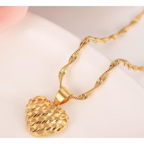 Hot Sale sweater chain Women Long Gold Necklace heart Pendant Necklace girl friend mother gift Ethiopia jewelry wedding bridal