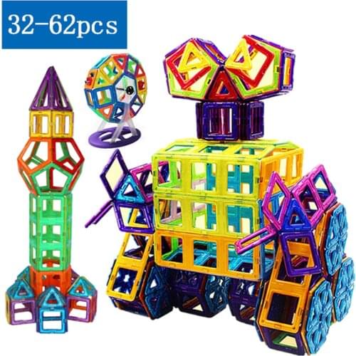 Pcs Big Size Magnetic Building Blocks Triangle Square Brick designer Enlighten Bricks Magnetic Toys Free Stickers Gift
