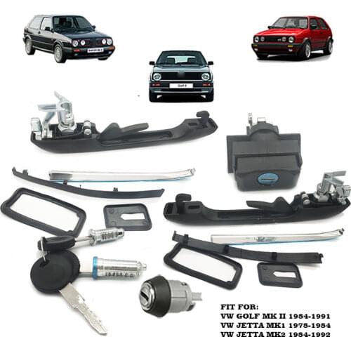 Outside Door Handle Ignition Lock Kit Set With 2 Keys For VW- GOLF MK2 84-91 Jetta- 78-92 191898081 898260001