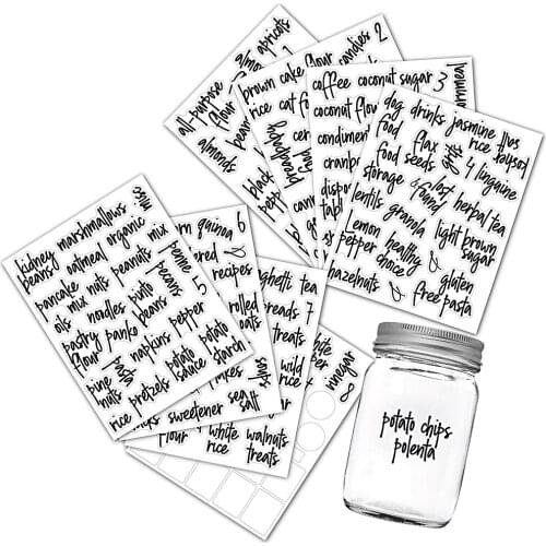8 Sheets Labels Transparent Waterproof Pantry Stickers Labels Supplies For Pantry Food Kitchen Spice Stickers Jar Supplies