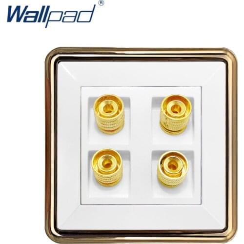 2019 Wallpad 4 Pin Audio Socket Wall Electrical Power Socket Outlet Gold Panel 110-250V