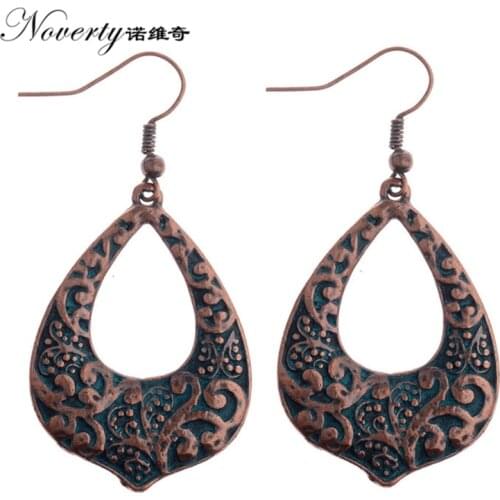New Fashion 1 Pair 55mm Retro Patina Plated Zinc Alloy Water Drop Earrings for Womens Fashion Jewelry Gifts Date and Party