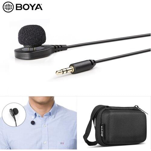 BOYA BY-HLM1 Wearable Pin Microphone Omnidirection Conderser Lavalier Mic 3.5mm Plug for Canon Nikon Sony Panasonic DSLR Cam