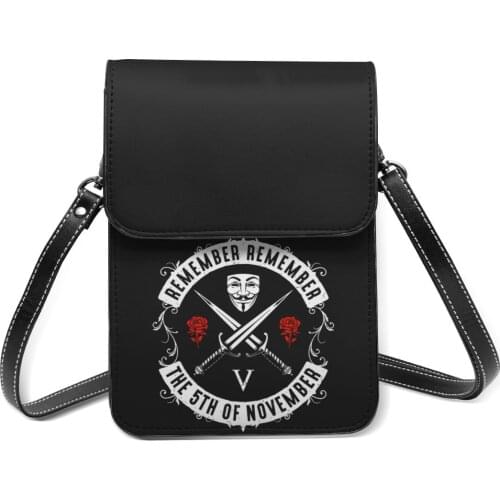 Guy Fawkes Shoulder Bag Gifts Aesthetic Mobile Phone Bag Leather Outdoor Student Bags