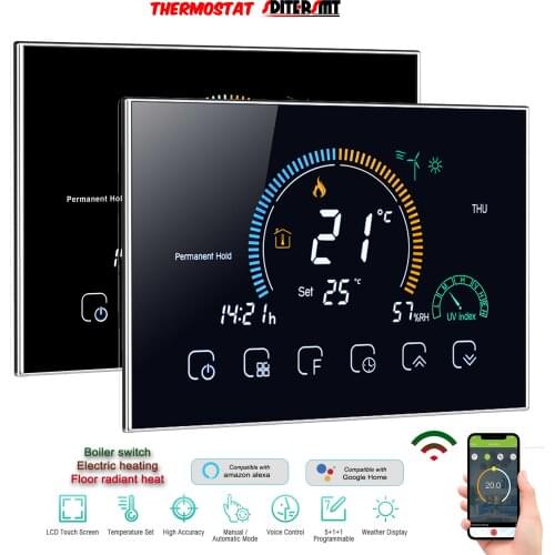 16A/5A Dual Sensor Home Heating Radiation System WIFI Thermostat for Smart TUYA APP Works with Alexa Google