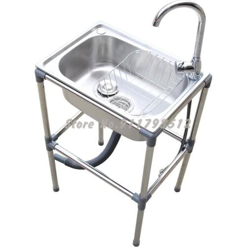 Kitchen Thickened Stainless Steel Sink Single Basin With Stand Sink Sink Sink Sink Large Single Basin With Shelf