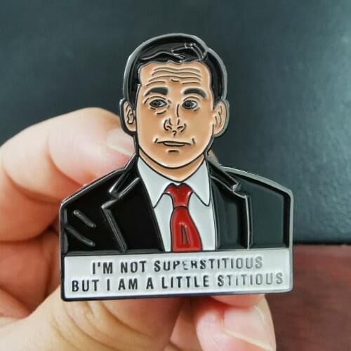 Funny Quote Enamel Pin I'm Not Superstitious But I Am A Little Stitious Brooch The Office TV Show accessory