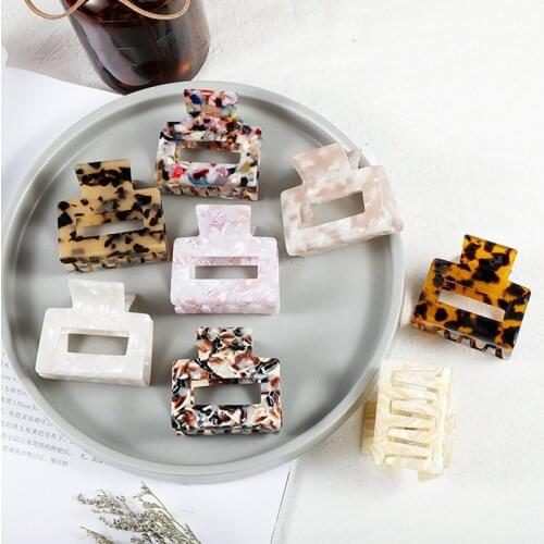 Fashion Women Acetate Hair Claws Crab Clamps Charm Solid Color Leopard Lady Small Size Hair Clips Headdress Hair Styling Tool