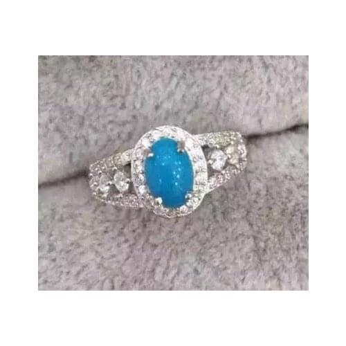 Natural green turquoise Ring Natural gemstone Ring 925 sterling silver trendy luxurious Thick round womens party fine Jewelry