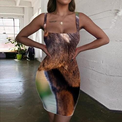 Giyu Brand Bear Dresses Women Animal Bodycon Dress Russia Ladies Dresses Ferocious Halter Sleeveless Womens Clothing Plus Size