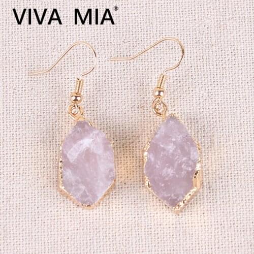 1Pair Pink Druzy Earrings Quartzs Stone Earring Dropearrings Gem Female Natural Stone Earrings For Women Jewelry Crystal