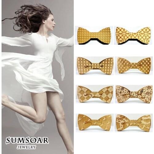 2017 Top Fashion 8 Design solid Wooden bow tie men bowtie women STARS LOVES 20pcs/lot