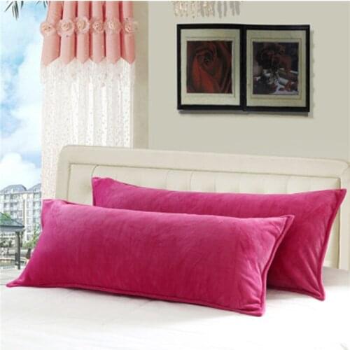 45*120cm 45*150cm Double Flannel Pillowcase for Winter Solid Color Long Pillowslip Home Bedding Pillow Cover One piece/lot Rose