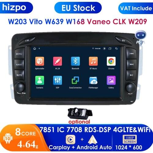 Octa Core 2 Din Car Multimedia Player Android 10 For Mercedes/Benz/W209/W203/Viano/W639/Vito Auto Radio 4GRAM 64GROM FM GPS DSP