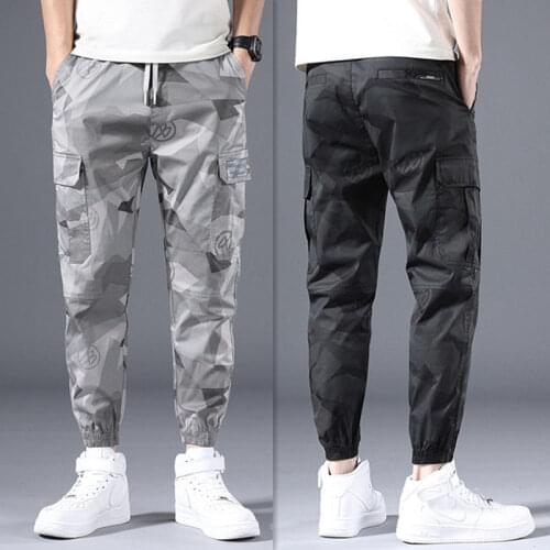 Summer casual pants mens fashion loose Korean version Mens clothing Oversize pants zipper pants Ankle-length Pants FULL Length