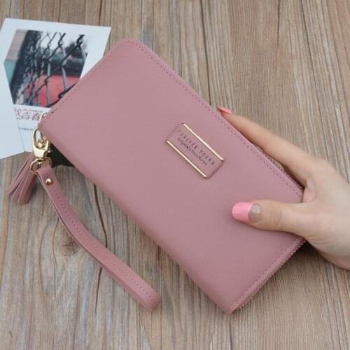 Designer Brand Clutch Wallet Large Capacity Card Holder Money Bag Female Purse Ladies Tassel Wristband Carteira