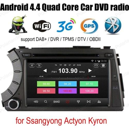 For Ss/angyong A/ctyon K/yron 7 inch Android4.4 Car DVD 3G WiFi radio BT Support OBD DVR DAB+ ipod TPMS GPS Navi stereo player