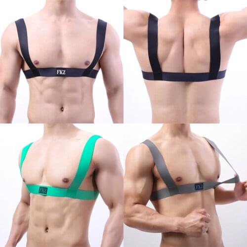 Elastic Shoulder Mens Chest Harness Gay Bondage Puppy Fetish Shoulder Body Chest Muscle Role Play Erotic Sex Harness Belt Straps