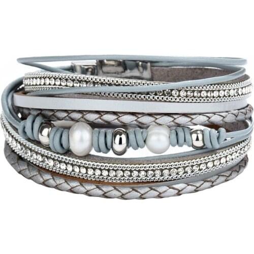 Europe America Cross Border Artificial Leather Bracelet Creative Retro Simple Magnetic Snap Leather Bracelet