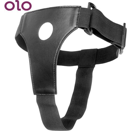 OLO Wearable Penis Panties Strap On Dildos Pants Black Leather Erotic Toys Sex Toys for Lesbian Adult Game