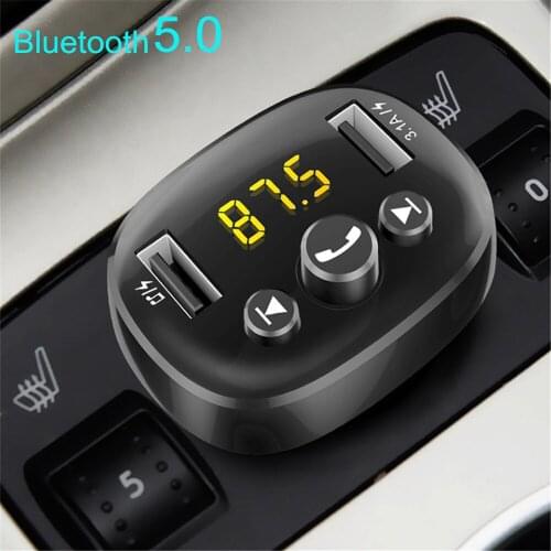 Kebidu FM Modulator Transmitter Bluetooth 5.0 FM Radio 3.1A USB Car Charger Handsfree Car Kit Wireless Aux Audio FM Transmiter