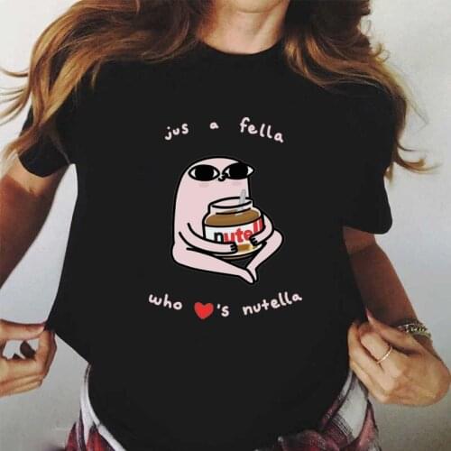 Nutella Short Sleeve Tee Funny T shirt Women Cute Summer Girls Vogue T-Shirt Female Harajuku Printed Black Casual Tops