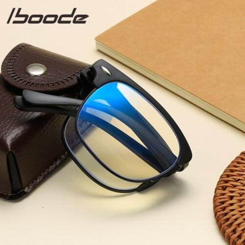 Iboode Bendable Design Reading Glasses Men Folding Square Presbyopia Eyewear Frame With Box Women Portable Far Goggle +1.5 +2.0