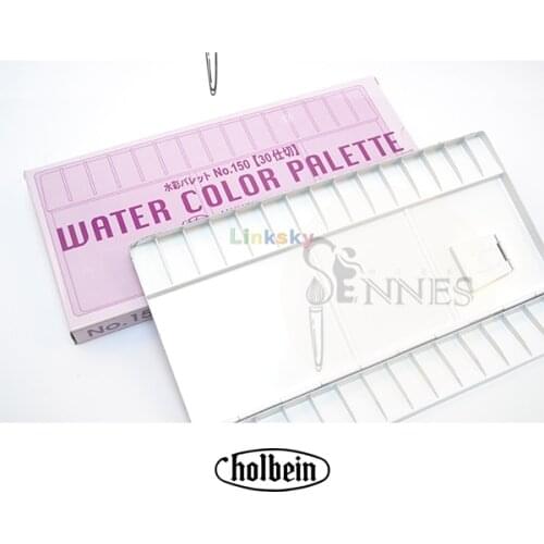 Holbein 30 Slot Watercolour Light Aluminium Metal Palette No.1,Baked Paint Folding Watercolor Palette,Artist Art Supplies