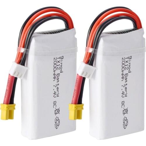 Hot Sale 2000mah 7.4V 2S Lipo Battery 8C JST-XH and jst Plug for OPENTX RadioMaster TX12 Jumper T16 Remote Control Transmitter