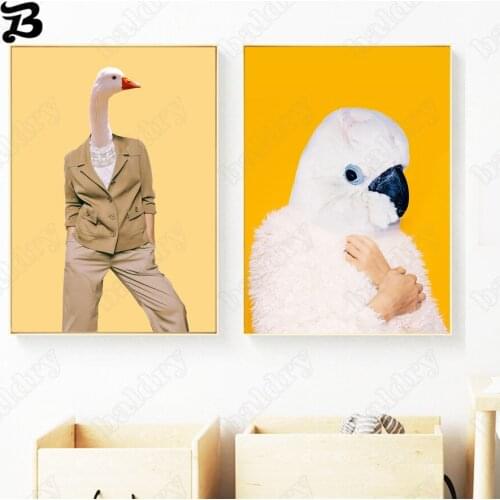 Canvas Painting for Living Room Fashion Wall Art Swan Parrot Modern Abstract People Posters Prints Wall Pictures for Room Decor