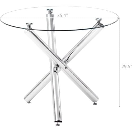 Hot Sales IN Stock 90*90*75cm Round Glass Dining Table