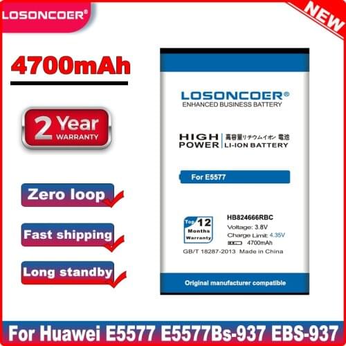 LOSONCOER 4700mAh HB824666RBC Battery For Huawei E5577 E5577Bs-937 EBS-937 Battery