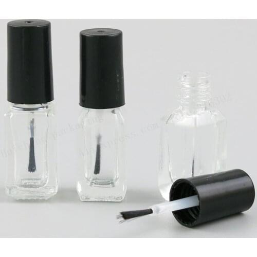 300 x 3ML 4ML Refillable Empty Square Glass Nail Polish Bottle 3cc 4cc Small Brush Nail Art Container
