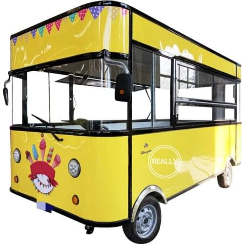 Mobile Food Trolley Cart Street Ice Cream Food Truck 4 Wheels Kitchen Equipment Outdoor Food Kiosk