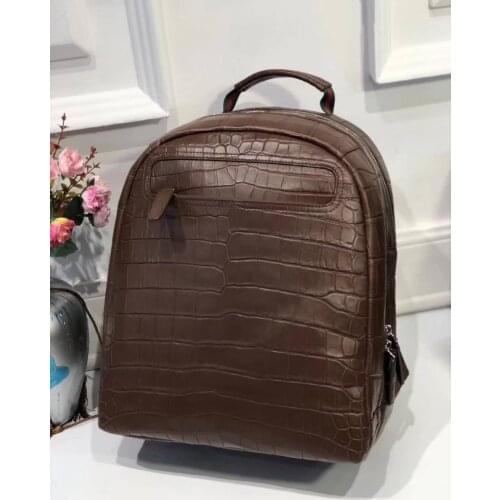 100% genuine real crocodile belly skin matt water dyeing crocodile leather men daily backpack bag big size dark blue brown red