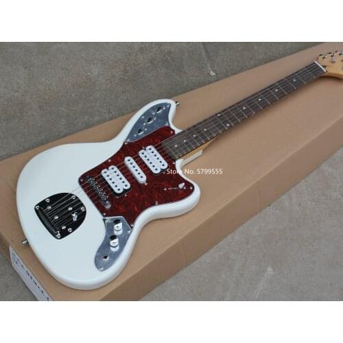 The new electric guitar has a pure white body and free shipping with red steel plates