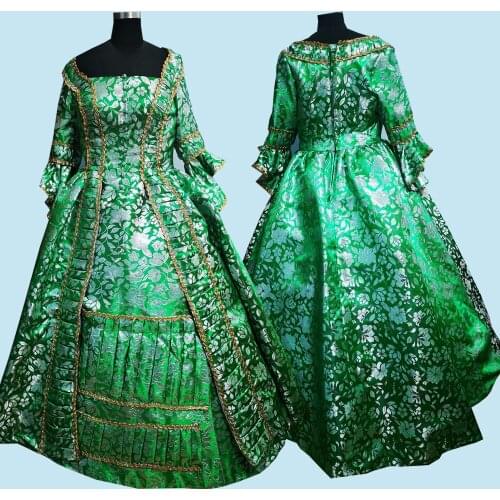 2020 New green victorian Halloween Cosplay dress Colonial Georgian Renaissance Gothic Historical dress D-630