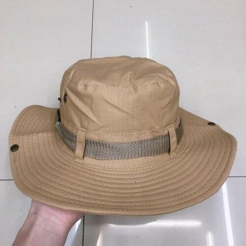 CANZE Solid Color Tactical Hat Round Brimmed Boonie Hat Outdoor Mountaineering Fisherman Hat Double Side Sun Hat