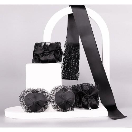 Couples Sexy Toys Bdsm Bondage Restraints Lace Handcuffs Nipple Stickers Blindfold Fetish Slave Exotic Accessories For Women