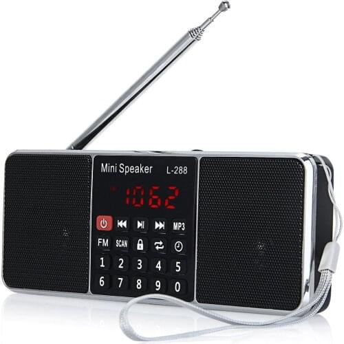 Portable Mini Rechargeable L-288 Stereo AM Radio Speaker LCD Screen Support TF Card USB Disk MP3 Music