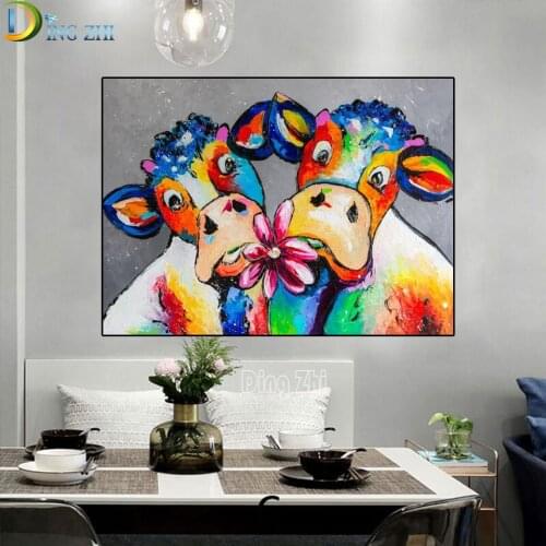Lovely Graffiti Art Animal Cow DIY Diamond Painting Flower Diamond Embroidery 5D Mosaic Diamond Cross Stitch Home Decor