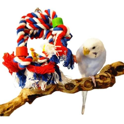 Bird Parrot Toy Cotton Rope Chewing Bite Resistant Hanging Cage Swing Climb Chew Toys Interactive Bird Cage Training Supplies